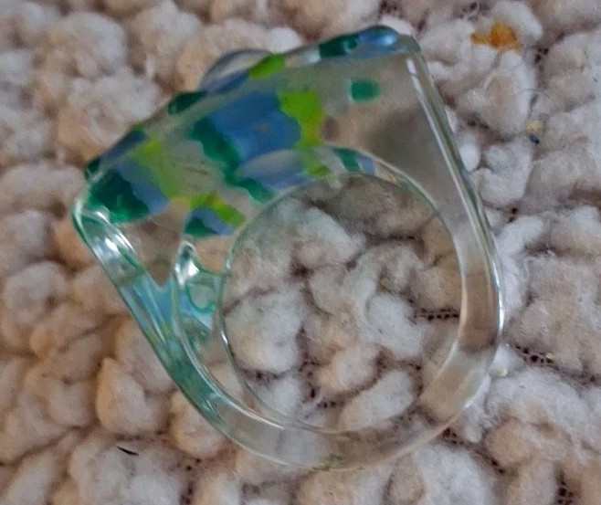 Vtg Murano Ring With A Rectangular Top Clear Ring… - image 2