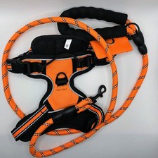 No-Pull Outdoor Dog Harness Orange Size Small with Leash