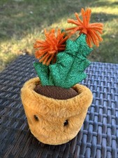 FAO Schwarz Sparklers Cute Cactus Plush Orange Flowers Plant 7 Inch J19