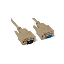 50ft DB9 Male to DB9 Female Serial Cable Extension - Beige