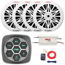 Metra Bluetooth Boat and Controller, 4x 8" Speakers, 4-Channel Amplifier, Kit