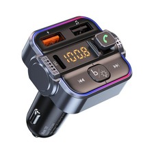 Bluetooth 5.3 FM Transmitter for Car, Dual Micphone Hands-Free small, Black