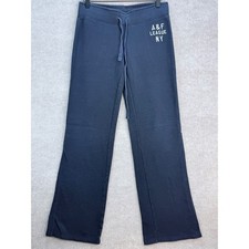 Vtg Abercrombie Fitch Navy Blue A F League NY Wide Flare Sweatpants Small Y2k