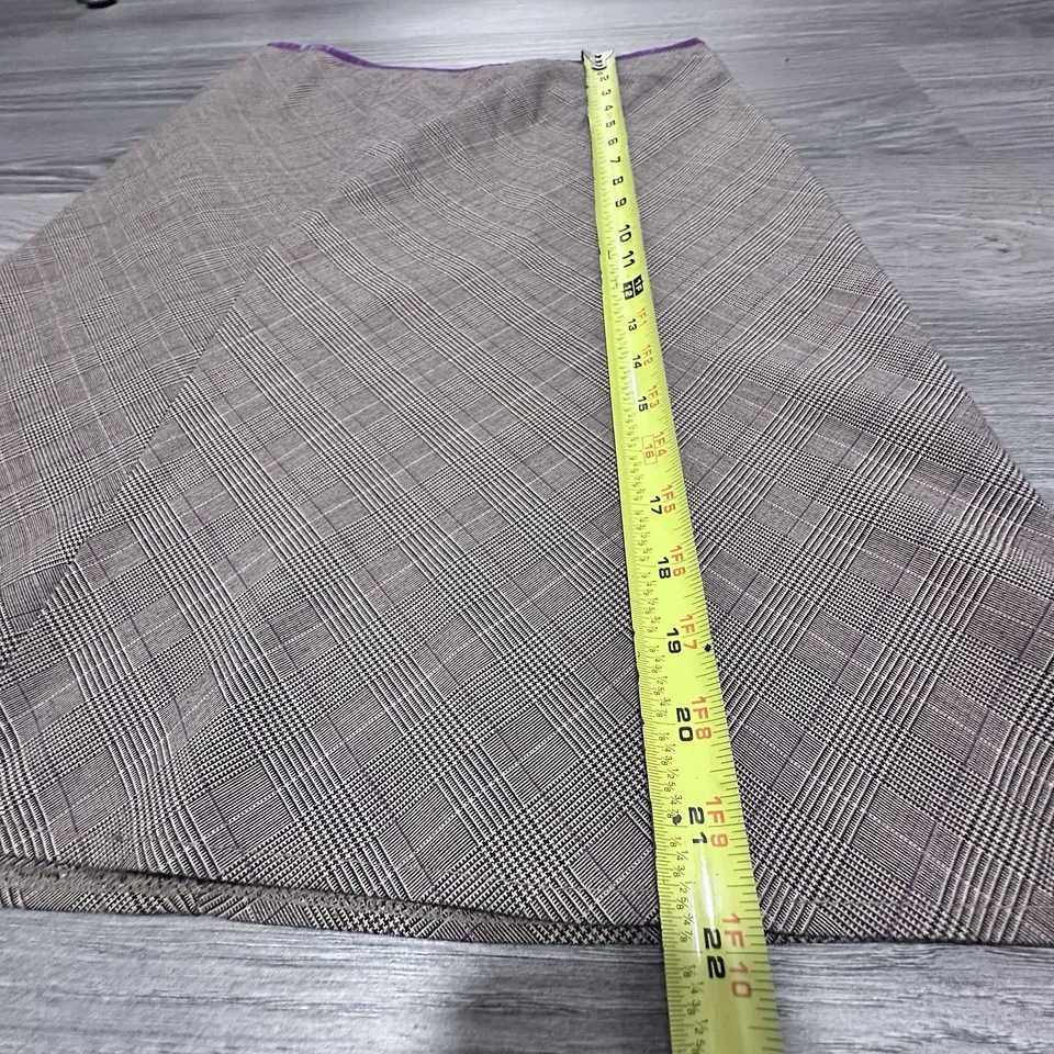 Y2K 90s Fashion Bug Stretch A-line Skirt Tan Herringbone Plaid Modest Knee S/M - Image 4 of 4