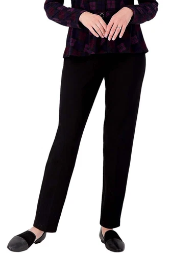 Pantalon femme Susan Graver Everyday Supreme tricot jambes fines à enfiler noir