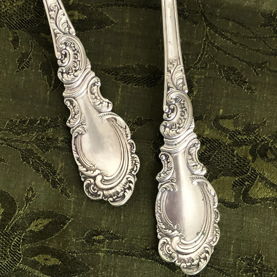 Antique Rogers & Hamilton 1895 Aldine Serving Fork & Spoon Silverplate 8.5" - Image 3 of 4
