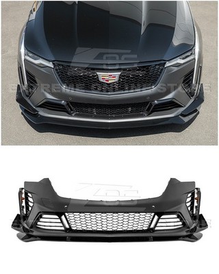 For 20-Up Cadillac CT4 | Blackwing Style Conversion Front Bumper Lip Fog Cover
