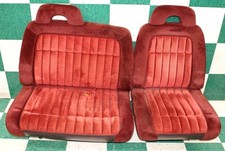 92 C1500 Red Cloth Front Split Lh Rh Bench Seat Assembly Headrests Seats Pair