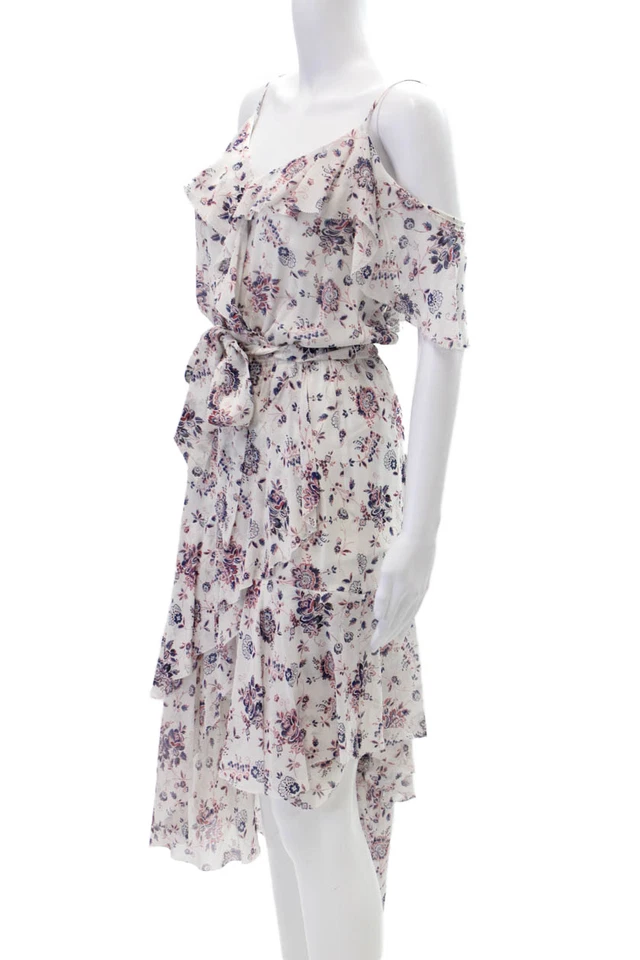 Joie Mujer Seda Cuello en V Floral Volantes Solero Blanco Multi Talla XS Foto 2 de 4