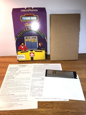 1988 CLASSIC CONCENTRATION IBM PC Tandy 5.25'' Floppy Video Game Complete IN BOX