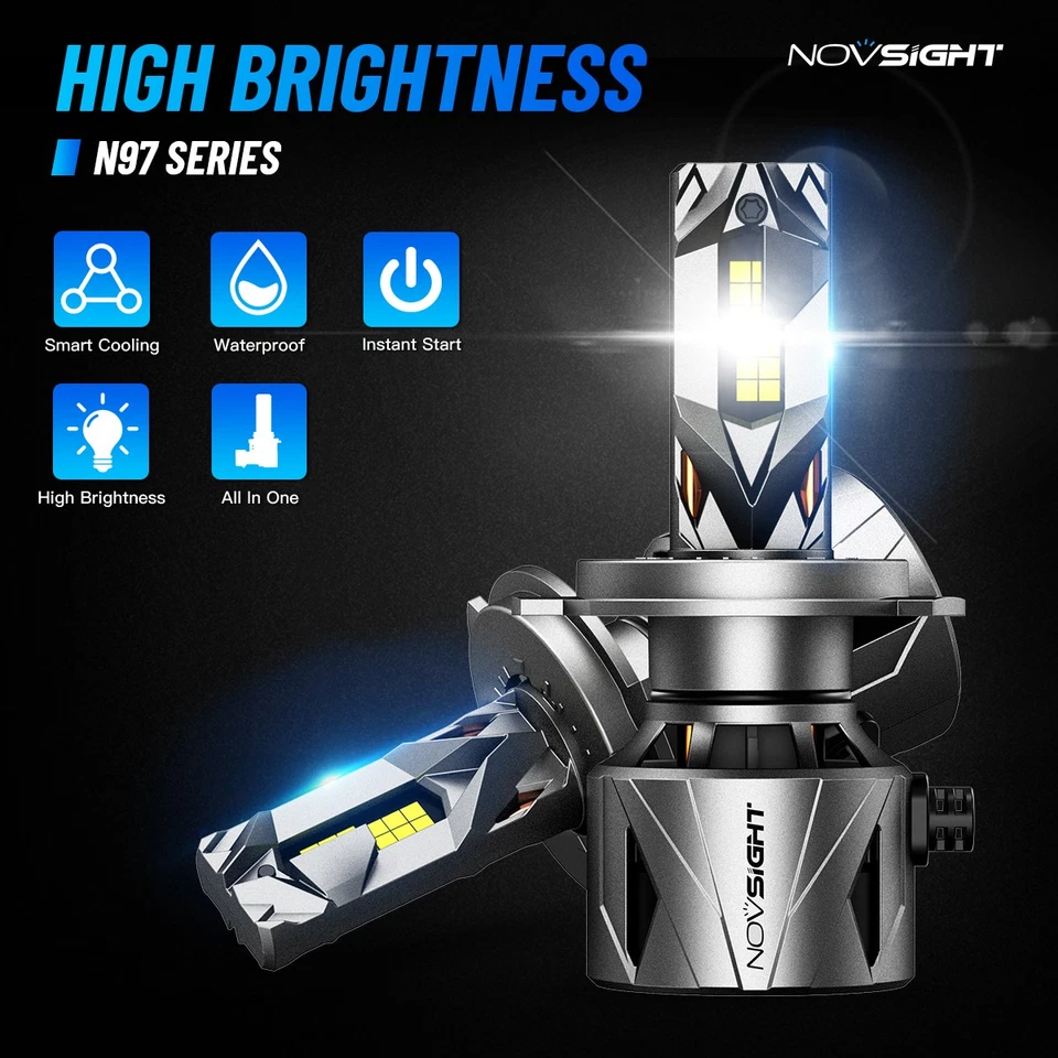 NOVSIGHT H4 9003 LED Headlight Globe Kit Hi/Low Beam 60000lm 6500K Bright White - image 2 of 4