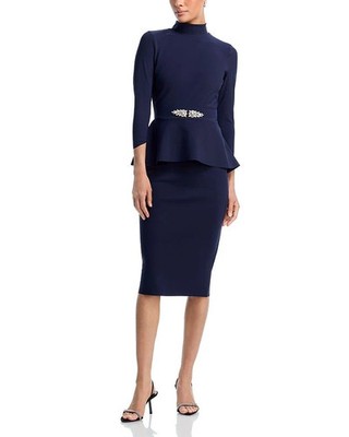 Chiara Boni La Petite Robe Haby Peplum Mock-Neck Dress Size 2 MSRP $750