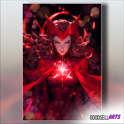 Scarlet Witch Art Print Marvel Wanda Maximoff Avengers Comics Gamer Decor Poster