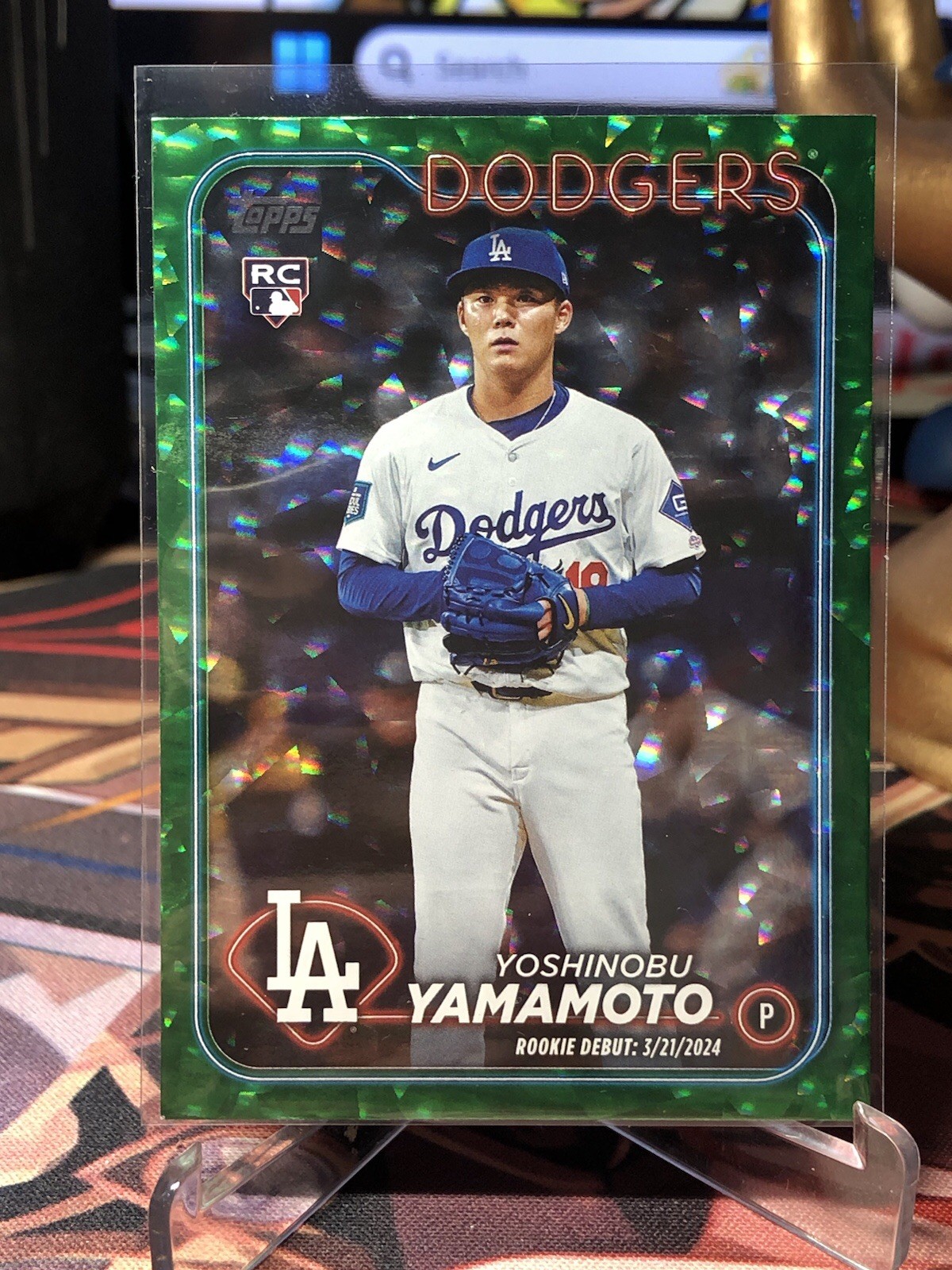2024 YOSHINOBU YAMAMOTO TOPPS UPDATE /499 US149 GREEN ICE SP ROOKIE RC CARD