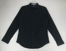 Express Shirt Men Sz M 15-15.5 Spread Collar Fitted Long Sleeve Button Up Black