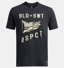 Talla:2XL🔥Under Armour Project Rock Día del Veterano BSR Bandera Camiseta Negra Para Hombre