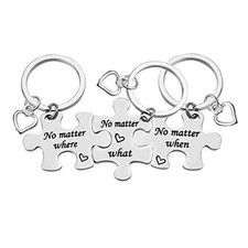 Best Friend Keychain Set Sisters Brothers Keychain No Matter Where What When