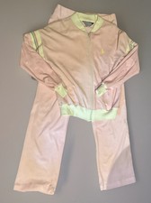 Vintage 80's 90's Pink Yellow Hunts Club Polo Horse Terry Track Suit 2 pc set M