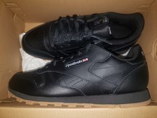 Reebok Classic Junior Size 6.5 Black Leather Shoes Gum Sole V69623