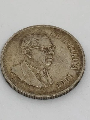 Pièce 1 Rand 1969 Afrique du Sud – Argent 80% (.800 Silver) - Photo 1/2
