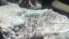 Calcit xx m blauem Fluorit derb UV Artenberg Steinach,Schwarzw Mineralien Museum