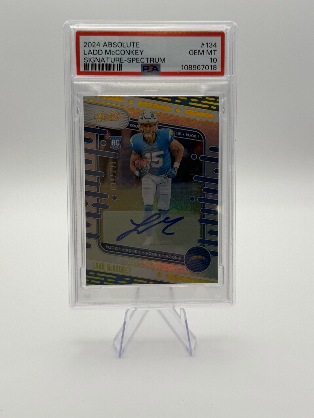 Ladd McConkey Panini Absolute #134 Autograph Spectrum