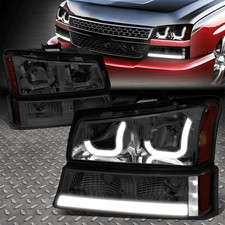 3d Led J-halo Drlfor 03-07 Chevy Silverado Headlight Bumper Lamps Smokedamber