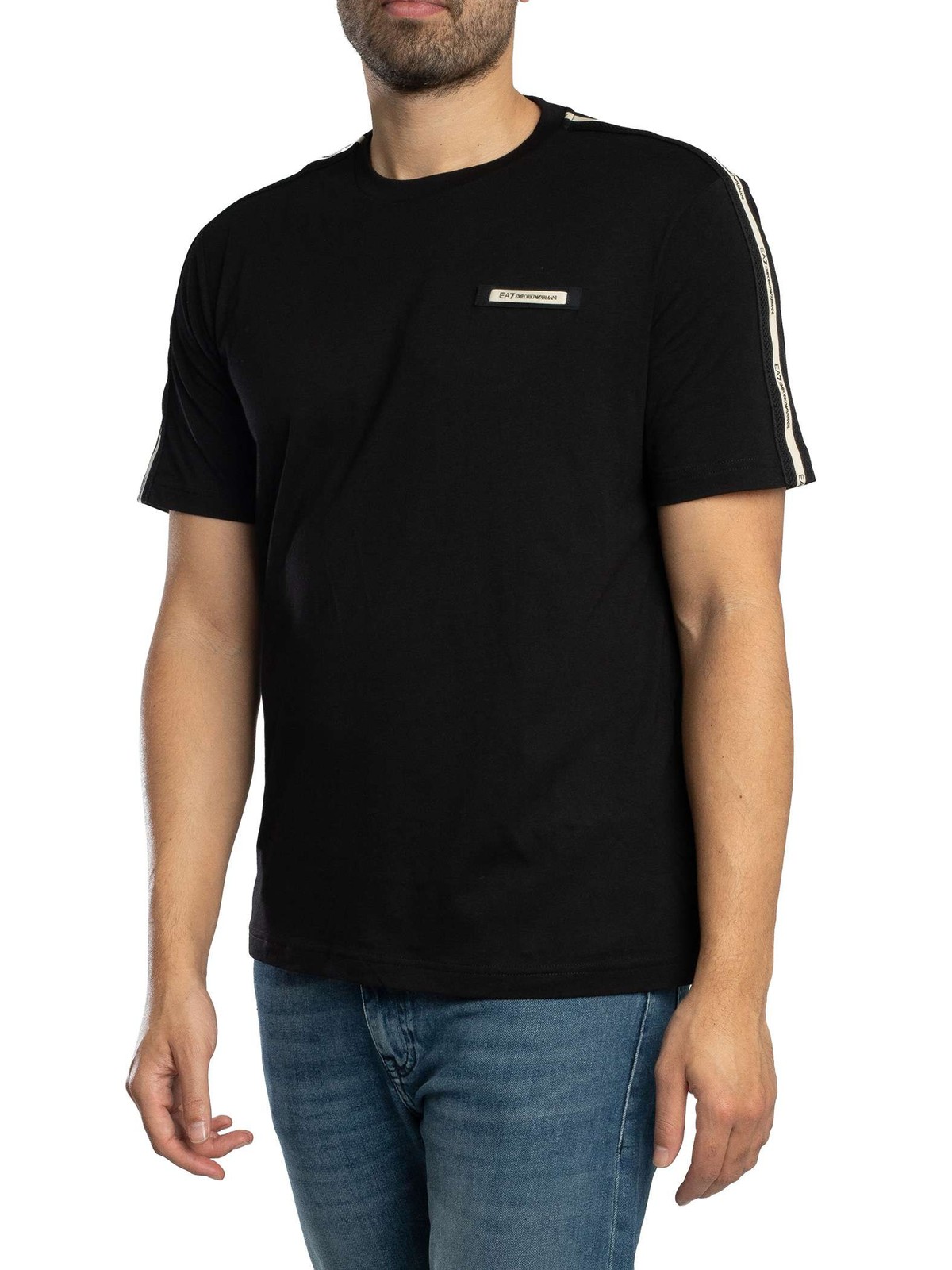 EA7 Mens Logo Tape T-Shirt Black 15990₽