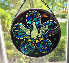 Phoenix Bird Dove Stained Glass Sun Catcher Window Decor NEW In Box UK Made