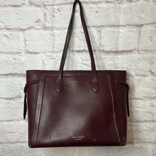 Kate Spade Burgundy Knot Large Leather Tote Bag Purse Shoulder Work Business