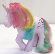 1983 Hasbro MLP My Little Pony G1 Windy Unicorn Purple with Rainbow Hair
