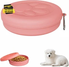 Portable Dog Food & Water Bowl for Travel - Rotating Lock Spill-Proof Pet Dish w