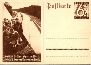 Dr Jim Stamps Germany 1936 Hitler 1000Km Autobahn Postal Stationery Postcard