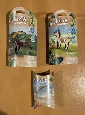 PLAYMOBIL #71068 Wiltopia Young Dolphin, #71050 Ibex, and #71062 Alpaca LOT