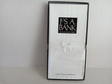 Jos A Bank Mens Handkerchiefs 6 Fine Cotton Solid White New in Box