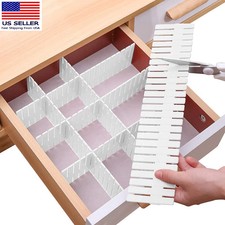 4 Pcs Adjustable DIY Drawer Divider Storage Organizer Separator- White Durable