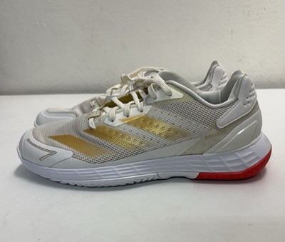 Adidas Defiant Speed Women's Sz White Metallic Gold Tennis