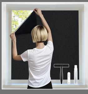 Blackout Window Film 100% Light Blocking Room Darkening UV Static Cling Cover