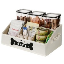 Dog Treat Container, Dogs Storage Organizer with Medium 6 compartments Beige