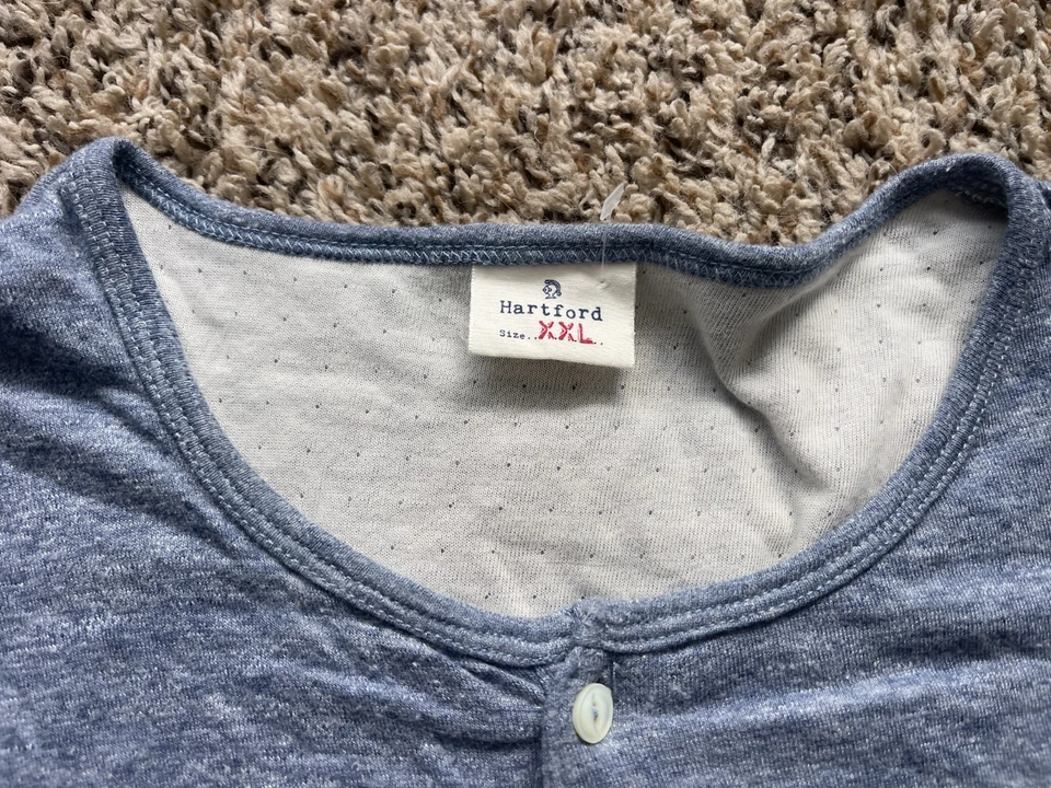 Camisa Hartford Henley Para Hombres XXL Azul Manga Larga Mezcla de Algodón Informal Foto 2 de 4