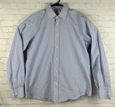 YSL Yves Saint Laurent Blue Plaid Long Sleeve Button Down Shirt 42 16.5 Italy