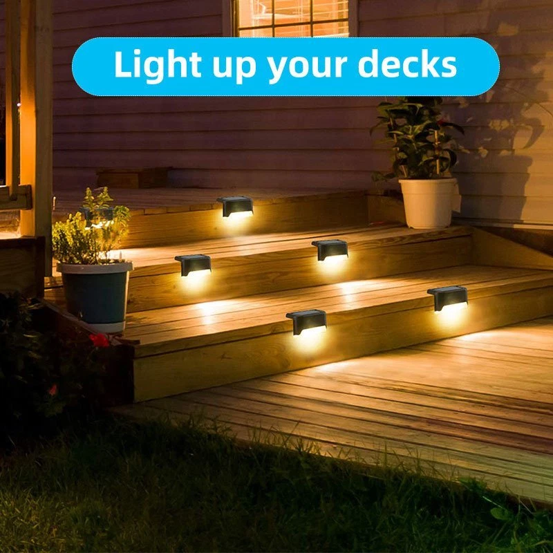 16Pcs Solar Powered LED Deck Lights Outdoor Path Garden Stair Step Fence Lamp