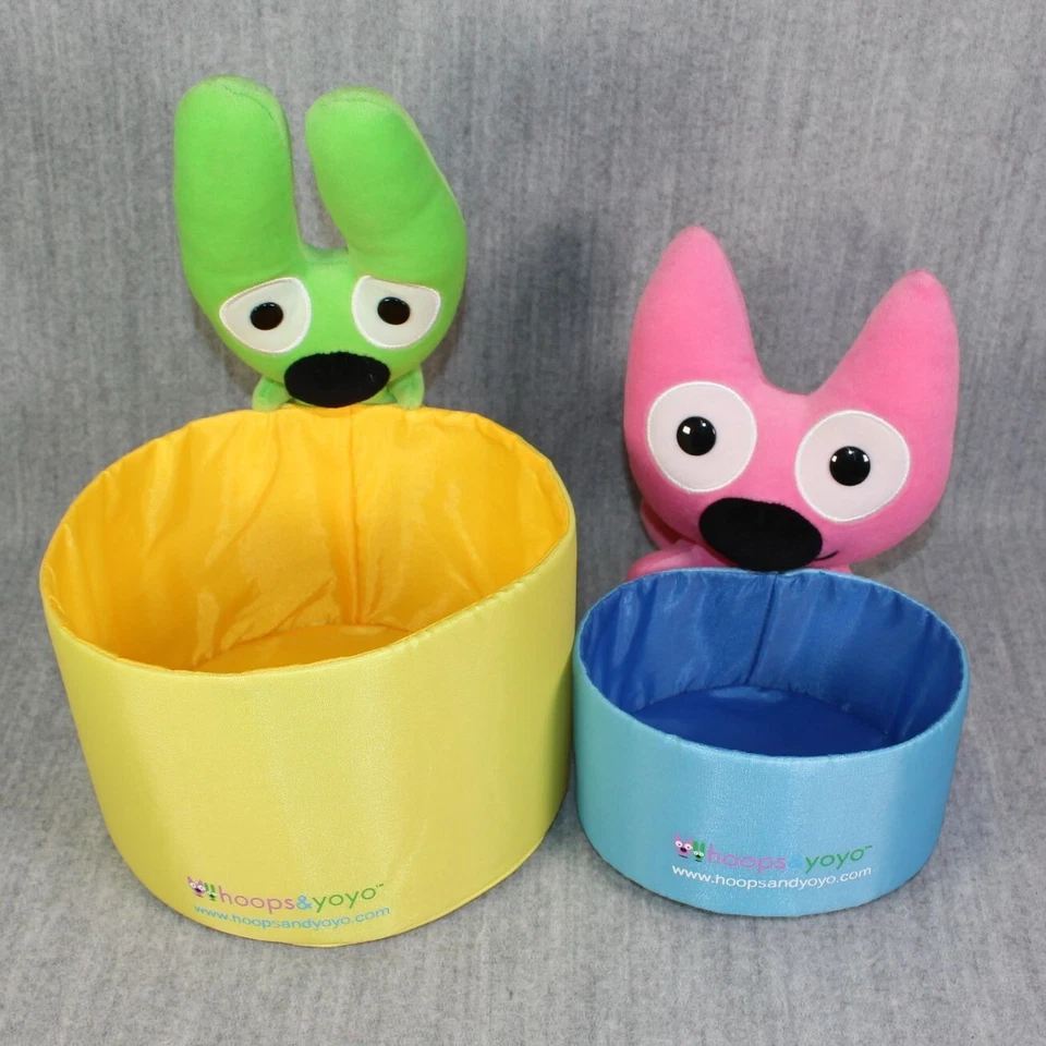 HALLMARK Hoops & Yoyo Plush Storage Basket Set Rare Set Colourful Vintage 2000s - Bild 3 von 4