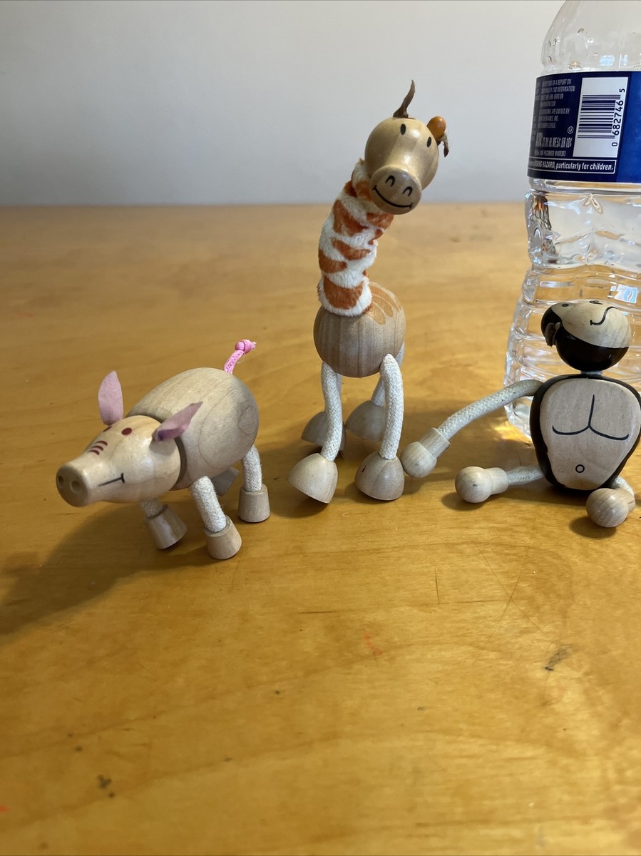 anamal　15個 Anamalz Natural Wood Poseable Animal giraffe monkey Figures 3 pc