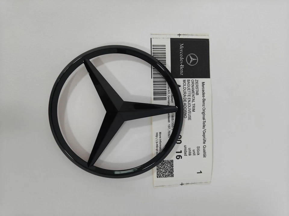 Emblema estrela traseira tampa do porta-malas emblema preto brilhante Mercedes AMG GLE350 para W166 SUV - Imagem 3 de 4