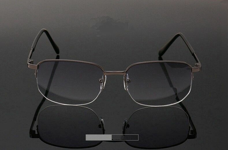 Tinted Bifocal Reading Glasses Retro Half Rimless Metal Readers Vintage