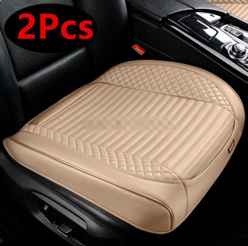 2x Leather Car Seat Covers Cushion Front Seat Protector Non-slip W/ Storage Bag