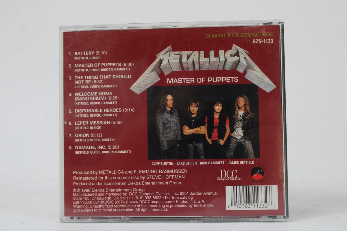 Metallica Master of Puppets DCC 24 Karat Gold CD GZS-1133 Elektra