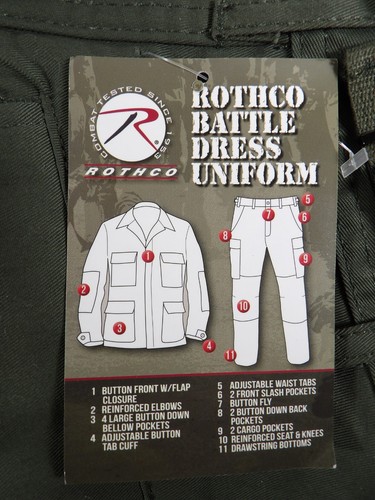 Rothco BDU Pants Style 7838 Olive Drab Green SZ Small NWT - Picture 3 of 5