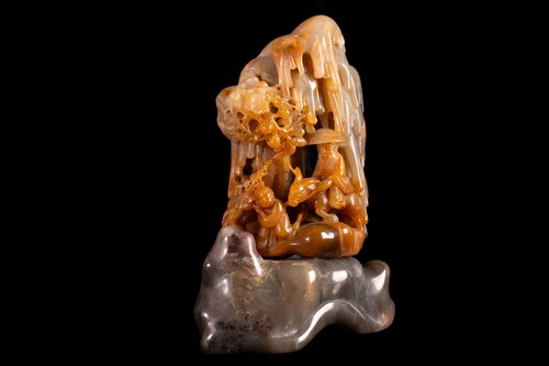 Eine antike Speckstein (Tianhuang (?) /-Gruppe, Zhang Guolao, China 19./20. Jh. - Bild 5 von 8